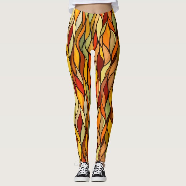 Legging Abstrato de Cores Quentes (Frente)
