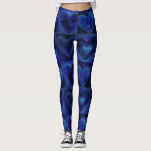 Legging Abstrato de de Aquarela Impressão azul roxo Amor