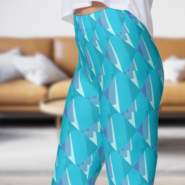 Legging Abstrato de Desvanecimento Azul Chic (Chic Blue Fade Abstract Leggings)
