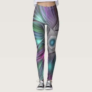 Legging Abstrato de energia colorida com a arte frontal mo
