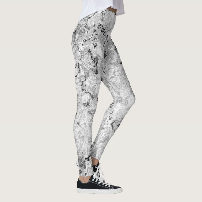 Legging Abstrato de espiral branco e preto (Direita)