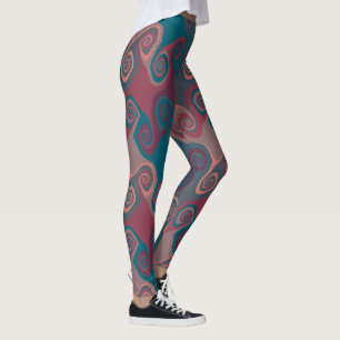 Legging Abstrato de espiral cor-de-rosa e turquesa