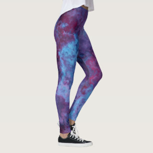 Legging abstrato de espiral de mármore azul e roxo