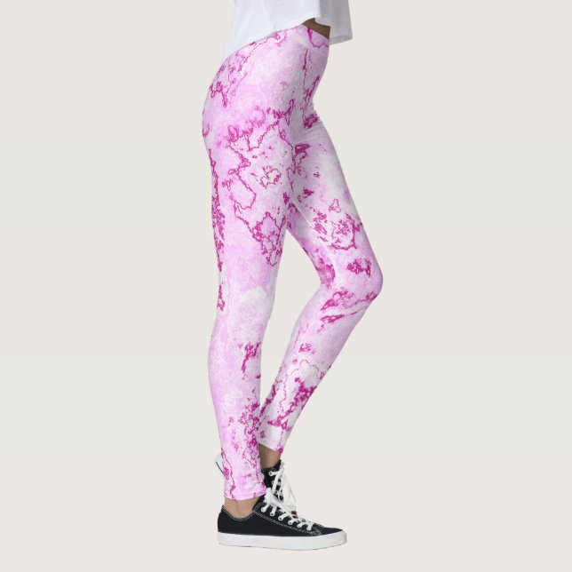 Legging abstrato de espiral de mármore rosa (Direita)