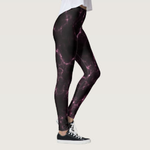 Legging abstrato de espiral de mármore rosa e preto