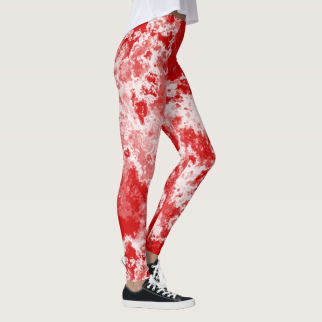 Legging abstrato de espiral vermelho Marble (Direita)