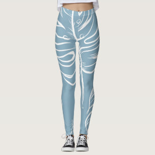 Legging Abstrato de Folha Tropical: Verde sem costura.