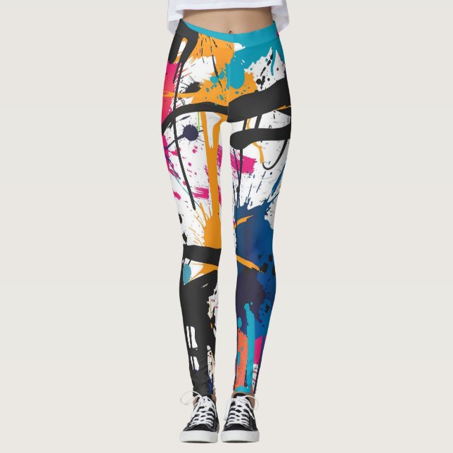 Legging abstrato de grafite (Frente)