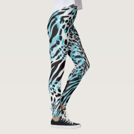 Legging Abstrato de Impressão Turquesa Zebra