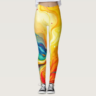 Legging Abstrato de incêndio e água