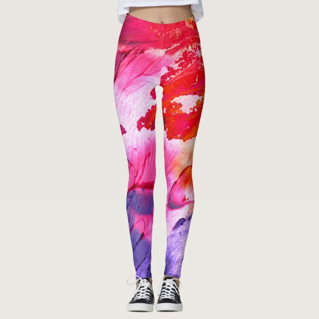 Legging Abstrato de Leituras e Blues Coloridos (Frente)