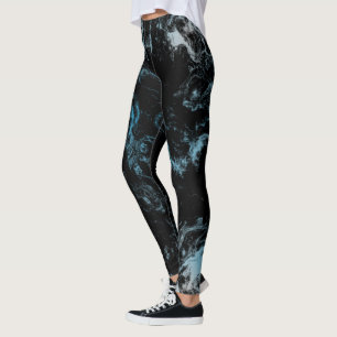 Legging Abstrato de mármore azul e preto