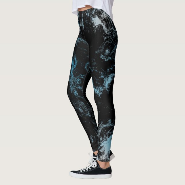 Legging Abstrato de mármore azul e preto (Esquerda)