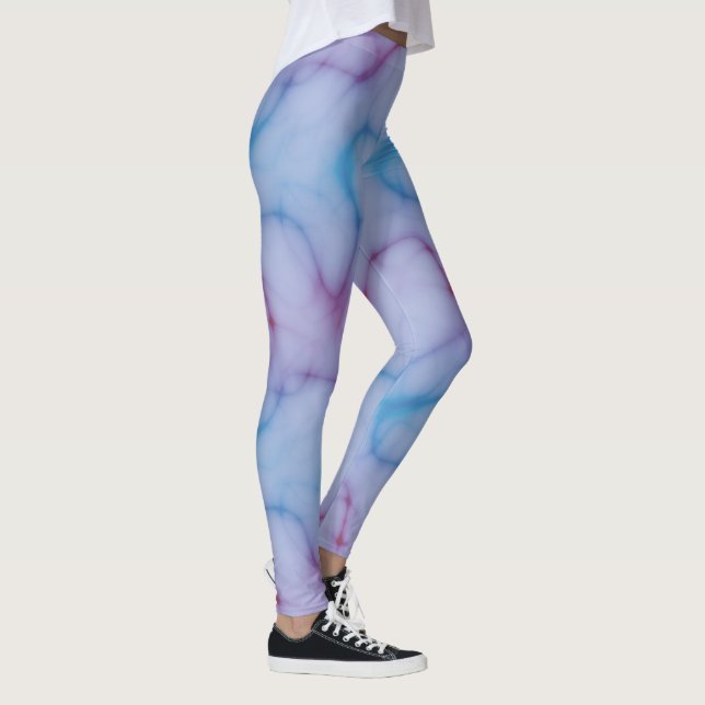 Legging abstrato de mármore azul-rosa e roxo (Direita)