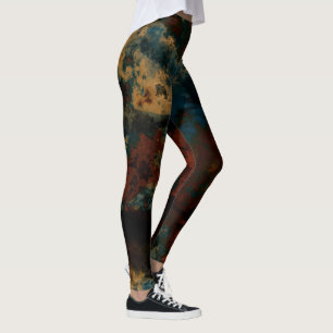 Legging Abstrato de mármore azul, turquesa e ferrugem