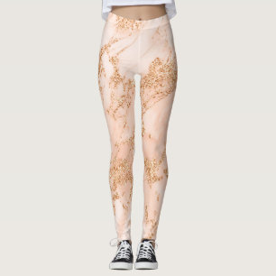 Legging abstrato de mármore Rosa dourado