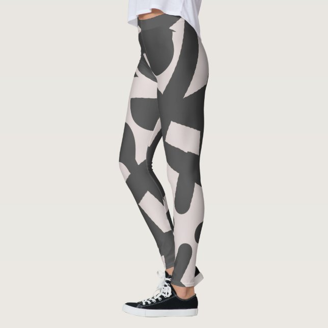 Legging Abstrato de minimalismo - Cinza pálida de padrão d (Esquerda)