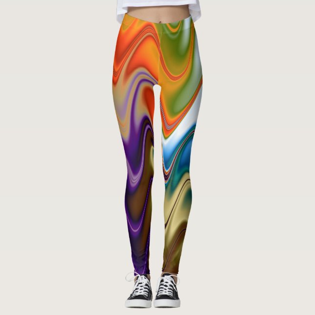 Legging Abstrato de multicores onduladas (Frente)