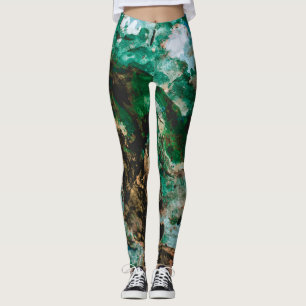Legging Abstrato de muss Agate Green Crystal Geode