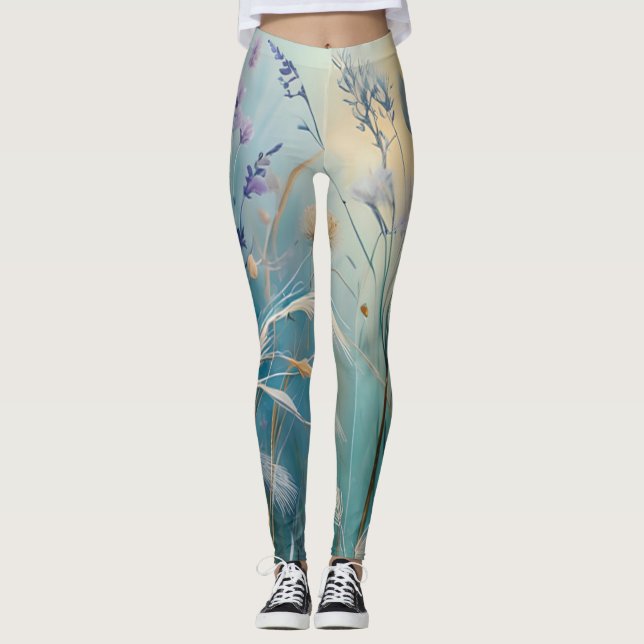 Legging Abstrato de Pastel Whispers da Natureza, Graus II (Frente)