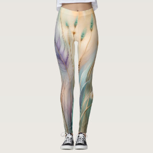 Legging Abstrato de Pastel Whispers of Nature, gramíneas