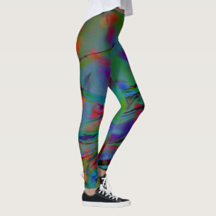 Legging abstrato de penas azuis