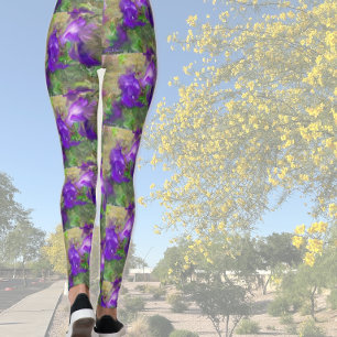 Legging Abstrato de Petunias Roxo