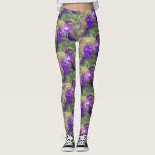 Legging Abstrato de Petunias Roxo