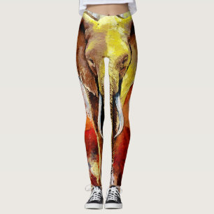 Legging Abstrato de pintura de óleo de elefante moderno