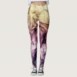 Legging Abstrato de poeira Enfumaçado marrom púrpura
