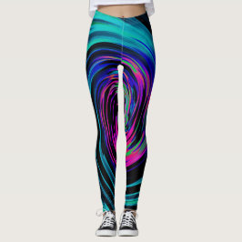 Legging Abstrato de preto e turquesa Dramático