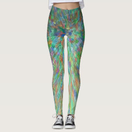 Legging abstrato de rajadas verdes esmeraldas