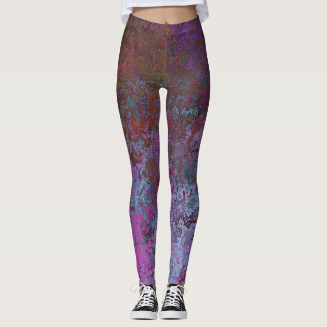 Legging Abstrato de Tinta Álcool Tonelada De Joias Escuras (Frente)