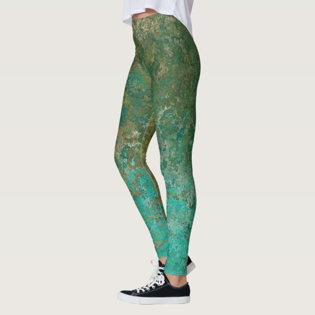 Legging Abstrato de Tinta de Álcool Inspirada no Oceano (Esquerda)