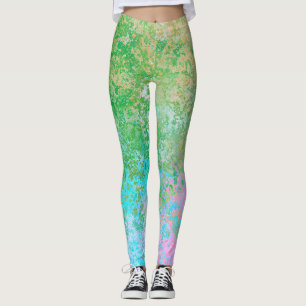 Legging Abstrato de Tinta de Álcool Neon Pastel, Flores d