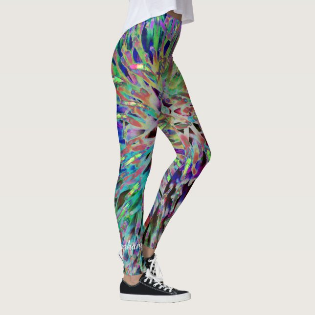 Legging Abstrato de Tons de Joel Retroativos 60s, Nome Per (Direita)