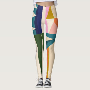 Legging Abstrato de Trendy: Desenho Colorido da Mão.