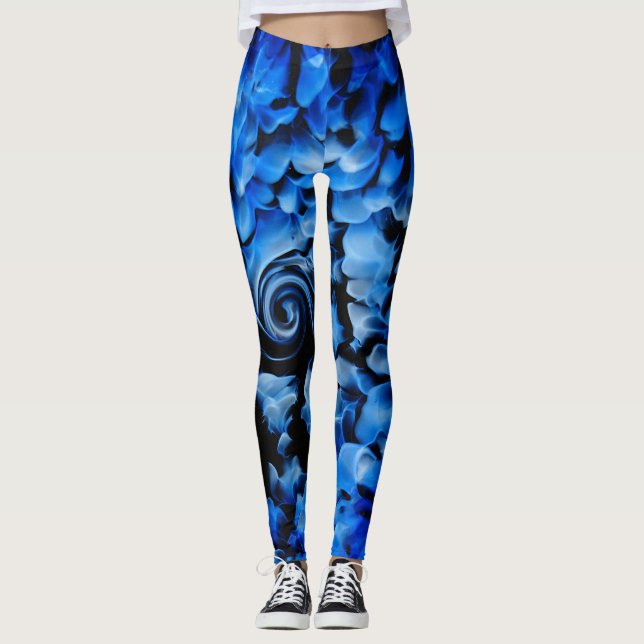 Legging Abstrato de vidro preto e azul (Frente)