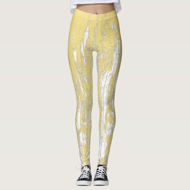 Legging Abstrato, Distante, Amarelo Trendente Legal (Frente)