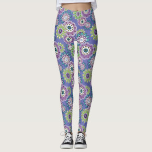 Legging Abstrato diversão flores de desenho floral escand