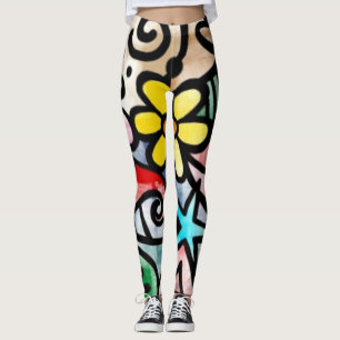 Legging Abstrato Divertido Leggências coloridas