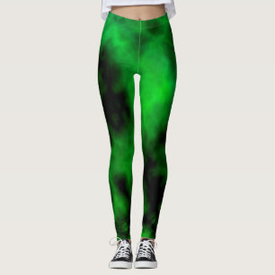 Legging Abstrato do Funky Neon Green Emerald Halloween