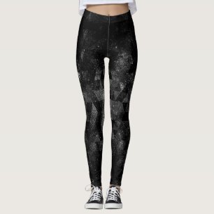 Legging Abstrato do universo geométrico branco preto