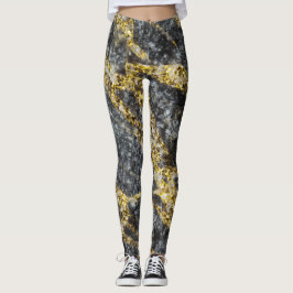 Legging Abstrato dourado brilha textura rochosa