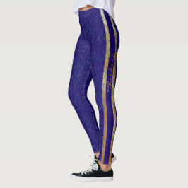 Legging Abstrato Dourado Cobalt Floral