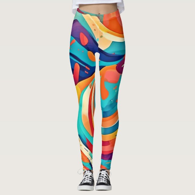 Legging Abstrato Dreamscape vibrante (Frente)