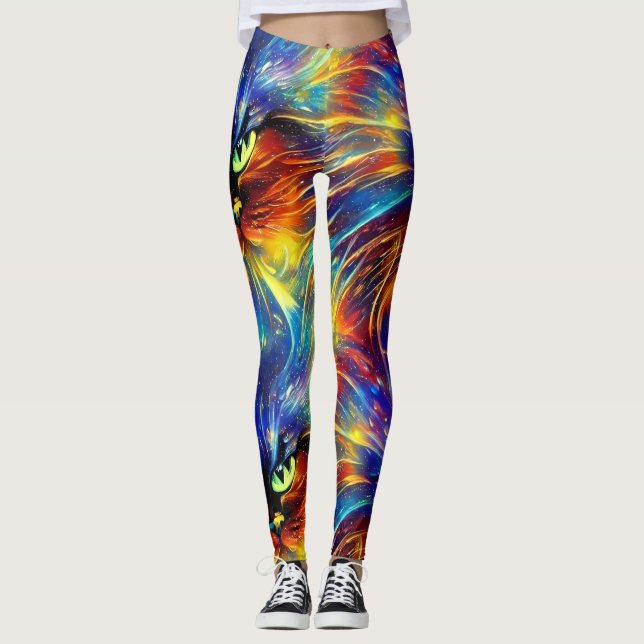 Legging Abstrato elegante, salpicos de Gato sem costura (Frente)