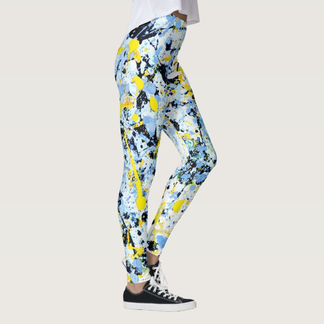 Legging Abstrato em azul, amarelo e preto (Direita)