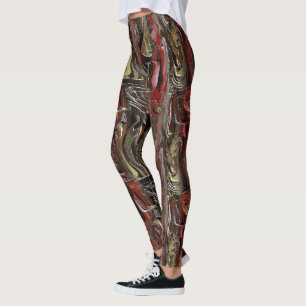 Legging Abstrato entalhado em mogno e Escuro Escuro