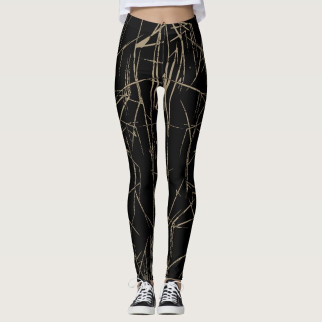 Legging Abstrato escovado com pernas picadas por Joya Eve (Frente)